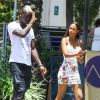 Exclusif - Mario Balotelli et sa fiancée Fanny Neguesha font du shopping à Miami, le 12 juillet 2014.