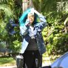 Tallulah Willis dévoile sa coloration bleue à Beverly Hills, Los Angeles, le 21 juillet 2014.