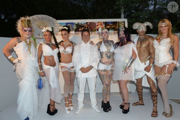 Le chef Christophe Leroy lors de la 19e Soirée Blanche, le 14 juillet 2014 aux Moulins de Ramatuelle.