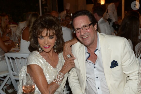 Joan Collins lors de la 19e Soirée Blanche, le 14 juillet 2014 aux Moulins de Ramatuelle.