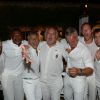 Henri Leconte, Marcel Desailly, Nagui, David Ginola, Fabrice Santoro lors de la 19e Soirée Blanche, le 14 juillet 2014 aux Moulins de Ramatuelle.