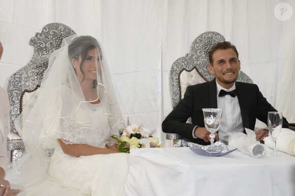 Exclusif - Mariage de Audrey et Alexandre de l'émission "Qui veut épouser mon fils saison 2" au Manoir des Cygnes à Le Coudray-Montceaux, le 6 juillet 2014.