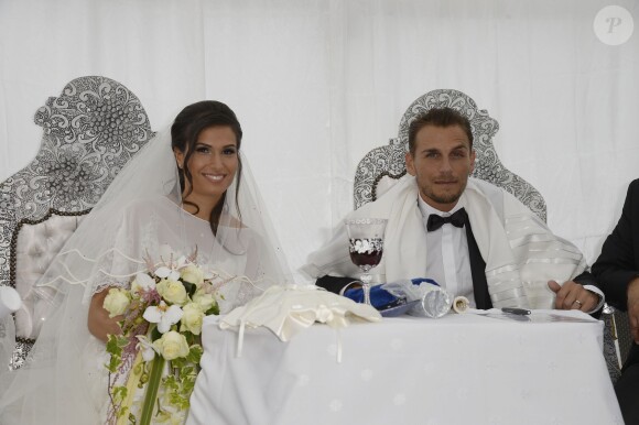 Exclusif - Mariage de Audrey et Alexandre de l'émission "Qui veut épouser mon fils saison 2" au Manoir des Cygnes à Le Coudray-Montceaux, le 6 juillet 2014.