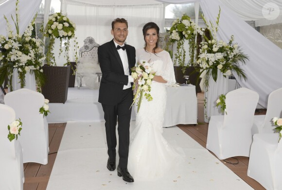 Exclusif - Mariage de Audrey et Alexandre de l'émission "Qui veut épouser mon fils saison 2" au Manoir des Cygnes à Le Coudray-Montceaux, le 6 juillet 2014.