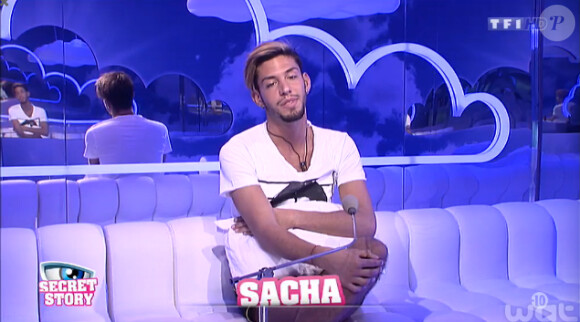 Sacha dans la quotidienne de Secret Story 8, le jeudi 31 juillet 2014, sur TF1