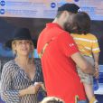 Exclusif - Shakira, son compagnon Gerard Piqué et leur fils Milan se promènent au Tibidabo, un parc d'attractions à Barcelone, le 19 juillet 2014.