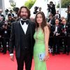 Frédéric Beigbeder et sa femme Lara Micheli lors de la montée des marches du film Saint Laurent et l'hommage au cinéma d'animation, durant le Festival de Cannes le 17 mai 2014