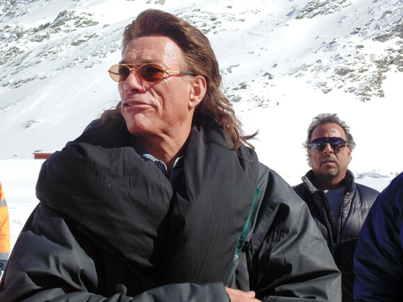 Jean-Claude Van Damme lors du tournage de sa publicité délirante à Balea Lac en Roumanie, le 10 mars 2014