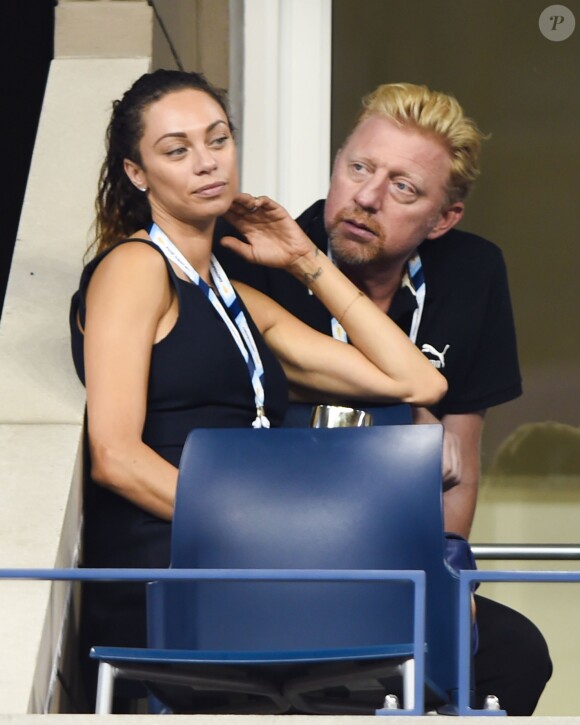 Boris Becker et son épouse Lilly kerssenberg lors de la victoire de Maria Sharapova sur Maria Kirlenko au premier tour de l'US Open à l'USTA Billie Jean King National Tennis Center de New York le 26 août 2014