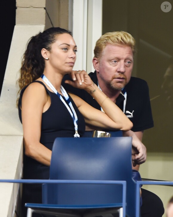 Boris Becker et son épouse Lilly kerssenberg lors de la victoire de Maria Sharapova sur Maria Kirlenko au premier tour de l'US Open à l'USTA Billie Jean King National Tennis Center de New York le 26 août 2014