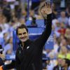 Roger Federer après sa victoire au premier tour de l'US Open sur Marinko Matosevic à l'USTA Billie Jean King National Tennis Center de New York, le 26 août 2014