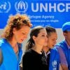 L'ambassadrice de l'UNHCR Angelina Jolie au camp Al Zaatri, près de la Syrie, le 11 septembre 2012.