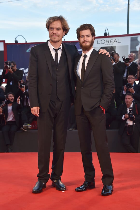 Michael Shannon et Andrew Garfield - Première du film "99 Homes" lors du 71e festival international du film de Venise, le 29 août 2014.