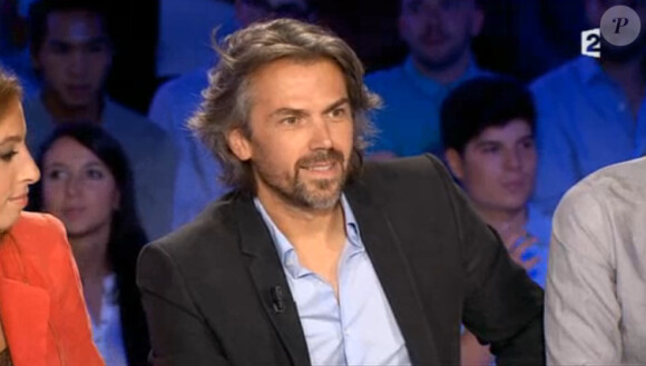 Aymeric Caron sur le plateau d'On n'est pas couché sur France 2, le samedi 30 août 2014.
