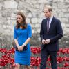 Kate Middleton et le prince William au pied de la Tour de Londres le 5 août 2014 pour l'inauguration d'une installation commémorant la Première Guerre mondiale.