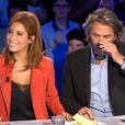 Léa Salamé et Aymeric Caron sur le plateau d'On n'est pas couché sur France 2, le samedi 30 août 2014.