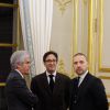 Claude Sérillon, Aquilino Morelle et Christian Gravel à l'Elysée le 8 janvier 2013. 