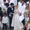 Exclusif - Evan Ross, Ashlee Simpson et son fils Bronx Wentz lors de leur mariage dans la maison de Diana Ross à Greenwich dans le Connecticut, le 30 août 2014. 