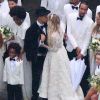 Exclusif - Evan Ross, Ashlee Simpson lors de leur mariage dans la maison de Diana Ross à Greenwich dans le Connecticut, le 30 août 2014. 