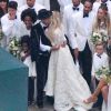 Exclusif - Evan Ross, Ashlee Simpson et son fils Bronx Wentz lors de leur mariage dans la maison de Diana Ross à Greenwich dans le Connecticut, le 30 août 2014. 