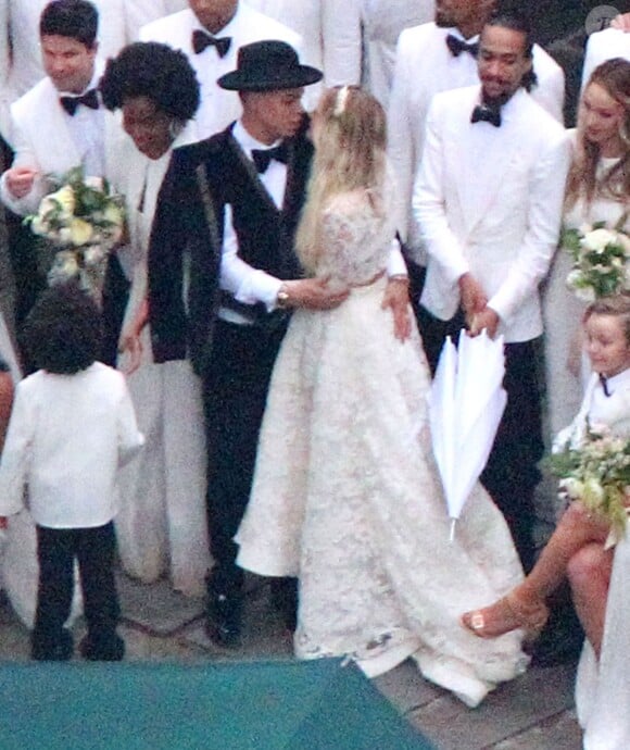 Exclusif - Evan Ross, Ashlee Simpson lors de leur mariage dans la maison de Diana Ross à Greenwich dans le Connecticut, le 30 août 2014.