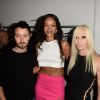 Anthony Vaccarello, Rihanna et Donatella Versace lors de la présentation de la collection Anthony Vaccarello x Versus à New York. Le 7 septembre 2014.