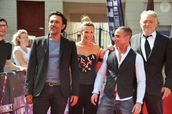Olivier Sitruk, Lorie, Giuliano Peparini et Gilbert Rozon. Le jury de "La France a un incroyable talent" arrive au Théâtre André Malraux de Rueil-Malmaison pour le début des auditions. Le 8 septembre 2014.