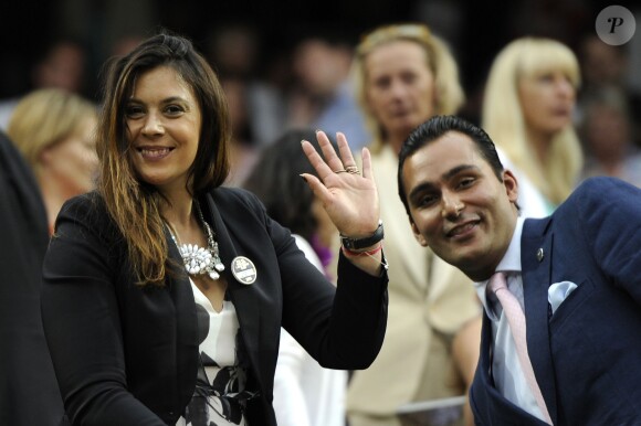 Marion Bartoli et son compagnon dans la Royal Box de Wimbledon, le 5 juillet 2014 au All England Lawn Tennis and Croquet Club de Wimbledon, à Londres