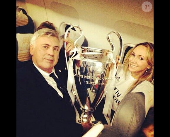 Carlo Ancelotti avec sa future femme Mariann après la victoire en Ligue des Champions le 24 mai 2014.