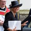 Camilla Parker Bowles, duchesse de Cornouailles, le 11 septembre 2014 à l'église Saint Paul de Londres lors du service religieux à la mémoire de Mark Shand, décédé en avril 2014.