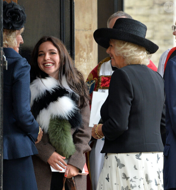 Camilla Parker Bowles le 11 septembre 2014 à l'église Saint Paul de Londres lors du service religieux à la mémoire de Mark Shand, décédé en avril 2014.