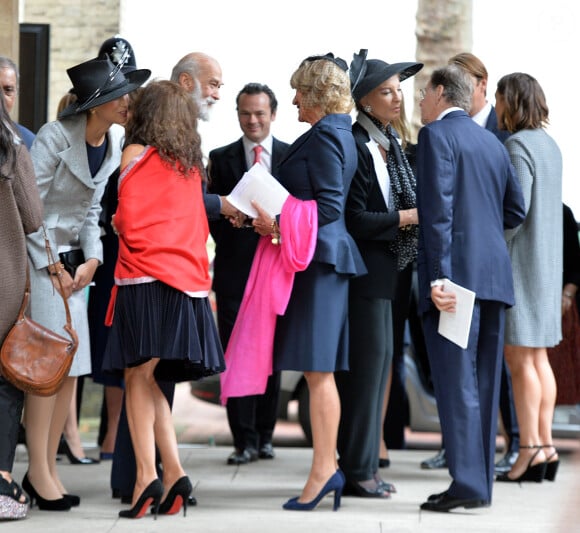 Le prince et la princesse Michael de Kent avec leur fille Lady Gabriella, Annabel et Simon Elliot et Clio Goldsmith le 11 septembre 2014 à l'église Saint Paul de Londres lors du service religieux à la mémoire de Mark Shand, décédé en avril 2014.