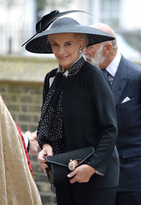 La princesse Michael de Kent arrivant le 11 septembre 2014 à l'église Saint Paul de Londres lors du service religieux à la mémoire de Mark Shand, décédé en avril 2014.
