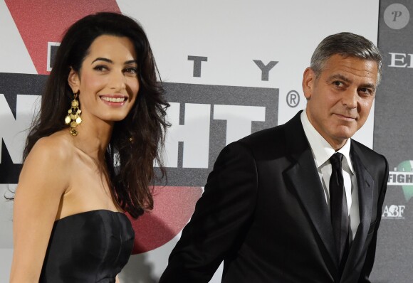 George Clooney et sa fiancée Amal Alamuddin à la soirée "Celebrity Fight Night" à Forte dei Marmi (non loin de Florence) le 7 septembre 201