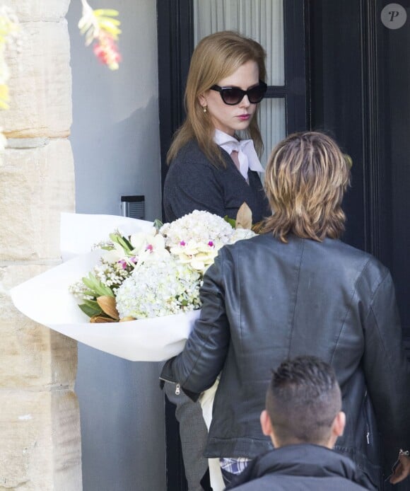 Nicole Kidman et Keith Urban arrivant chez Janelle Kidman, mère de l'actrice, après l'annonce du décès de son père Antony (15 septembre 2014)