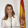 La reine Letizia d'Espagne lors de son discours au Sénat, à Madrid, pour la remise du prix Luis Carandell de journalisme parlementaire à Madrid le 15 septembre 2014