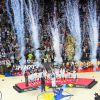 Le roi Felipe VI d'Espagne a assisté le 14 septembre 2014 à la finale du Mondial de basket au palais des sports de Madrid, avant de remettre aux Etats-Unis le trophée du vainqueur.