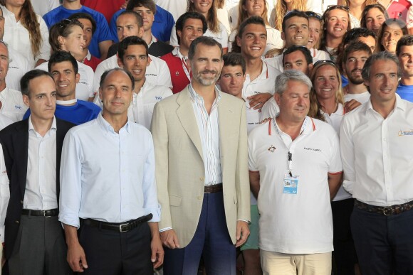 Le roi Felipe VI d'Espagne lors du lancement de la coupe du monde de voile ISAF à Santander, le 12 septembre 2014.