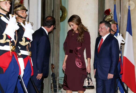 La reine Rania et le roi Abdullah II de Jordanie étaient reçus le 17 septembre 2014 à l'Elysée par le président François Hollande pour un dîner de travail.