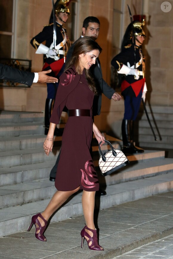 La reine Rania et le roi Abdullah II de Jordanie étaient reçus le 17 septembre 2014 à l'Elysée par le président François Hollande pour un dîner de travail.
