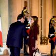  Rania et Abdullah II de Jordanie étaient accueillis le 17 septembre 2014 à l'Elysée par le président François Hollande pour un dîner de travail. 
