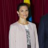 La princesse Victoria de Suède accueillie à la Maison des têtes noires à Riga, en Lettonie, lors de sa visite officielle le 17 septembre 2014 dans le cadre du mandat de la capitale lettonne comme Capitale européenne de la culture 2014