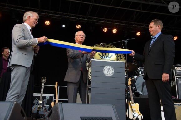 Le roi Carl Gustaf XVI de Suède en visite à Burträsk, dans le nord de la Suède, le 17 septembre 2014.