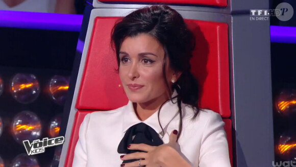 Jenifer sur le plateau de The Voice Kids, le samedi 20 septembre 2014 sur TF1.