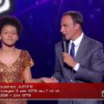 Justine sur le plateau de The Voice Kids, le samedi 20 septembre 2014 sur TF1.