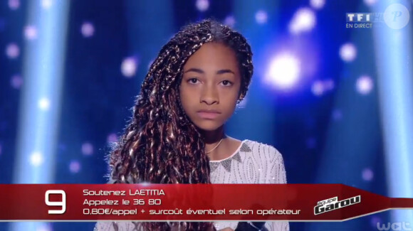 Laëtitia sur le plateau de The Voice Kids, le samedi 20 septembre 2014 sur TF1.