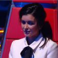 Jenifer sur le plateau de The Voice Kids, le samedi 20 septembre 2014 sur TF1.