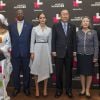 Phumzile Mlambo-Ngcuka, Sam Kutesa, Emma Watson, Ban Ki-moon avec sa femme et Kiefer Sutherland à l'ONU le 20 septembre 2014.