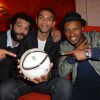 Ramzy Bédia, Nicolas Batum et le rappeur Soprano - Soirée de lancement du jeu vidéo "FIFA 2015" à l'Opéra Garnier Restaurant à Paris le 22 septembre 2014.