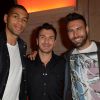 Nicolas Batum, Michaël Youn et Salvatore Sirigu (gardien de but du PSG) - Soirée de lancement du jeu vidéo "FIFA 2015" à l'Opéra Garnier Restaurant à Paris le 22 septembre 2014.